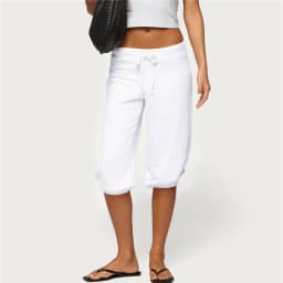 Women Y2K Low Waist Capri Sweatpants Drawstring Elastic Waist 3/4 Length Cropped Pants Loose Fit Casual Streetwear Loungewear