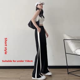 Slimming Straight Leg Pants for Women Spring Summer New Style plus Size Casual Wide Leg Sports Trousers for Students High Wai...