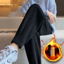 Autumn Winter New Thickened Warm Harem Pants Women Versatile Casual Loose Corduroy Pants Lady Elastic Waist Plus Velvet Trousers