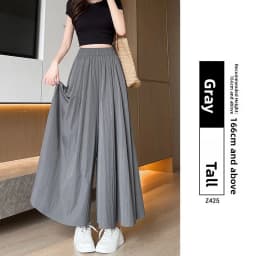 High Waist A-Line Skirt Wide Leg Pants Ice Silk Summer New Style Women's Clothing Commute Style Color Polyester Nylon