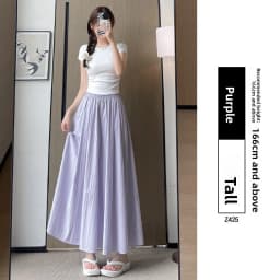 High Waist A-Line Skirt Wide Leg Pants Ice Silk Summer New Style Women's Clothing Commute Style Color Polyester Nylon