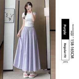 High Waist A-Line Skirt Wide Leg Pants Ice Silk Summer New Style Women's Clothing Commute Style Color Polyester Nylon