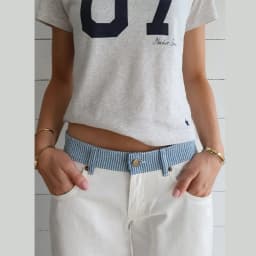 Women's Contrast Waistband White Wide Leg Jeans Low Rise Baggy Denim Pants Loose Fit Trousers Lady Date Commuter Casual Clothes