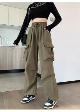 American Retro Workwear Casual Pants Women Summer Versatile Straight Cylinder Slim Fit Long Pants Loose