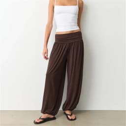 Women Fold Over High Waist Harem Jogger Pants Elastic Soft Modal Loose Baggy Cuffed Ankle Sweatpants Vacation Casual Trousers
