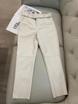 Trousers Women 2026 Korean Style Genuine Leather High Waist Pants Women Pencil Pants Ladies With Belt Office Ladies