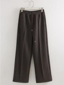 Streamgirl Thick Warm Straight Pants For Women Office Brown Wide Leg Trousers High Waist Women's Loose Pants For Ladies Spring