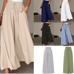 Spring and Summer Women's Trousers Elastic Waist Solid Color Fashion High Waist Simple Versatile Basic Pants