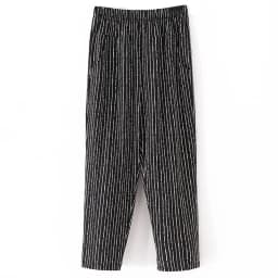 XL-8XL Women Summer Pants 2026 New Fashion Print Thin Ice Silk Straight Pants Middle aged Female High Waist Elastic Casual Pants
