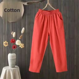 Summer Thin Cotton Harlan Pants Women's Casual Nine-Piece Loose Cabbage Pants Large Size High Waist Korean Style Fashion