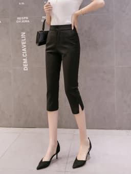 Casual Summer 2026 Women's Slim Fit Thin Pencil Pants Seven-Foot Length Split Fashionable Cotton Nylon Blend Cool Feeling