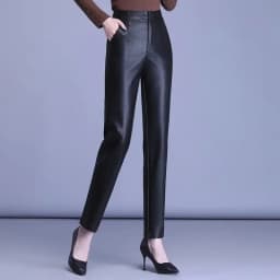 Genuine Leather Pants Women's Sheepskin Ankle-Tied Harem Autumn and Winter New Casual Pants Elastic High Waist Pants