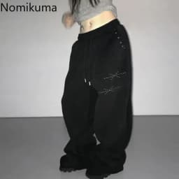 Y2k Joggers for Women Korean Sweatpants Fashion Wide Leg Pants Pantalon Femme Drawstring Diamond Casual Streetwear BF Trousers