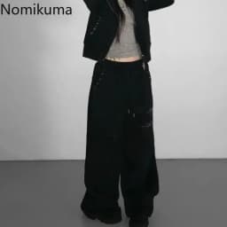 Y2k Joggers for Women Korean Sweatpants Fashion Wide Leg Pants Pantalon Femme Drawstring Diamond Casual Streetwear BF Trousers