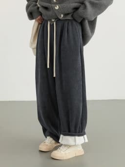 CHIC VEN Women Pant Loose Retro High Waisted Casual Wide Leg Pants Solid Plush Thick Warm Female Trousers Spring Autumn 2024