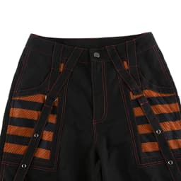 Women Cargo Jeans Striped Zipper Button Closure Loose Casual Trousers Streetwear with Pockets Gothic Wide Leg Pants