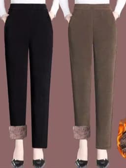 Thickened Corduroy Mom Pants Autumn Winter High Waist Straight Leg Casual Trousers for Middle-Aged Women Harlan Loose Fit