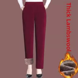 Thickened Corduroy Mom Pants Autumn Winter High Waist Straight Leg Casual Trousers for Middle-Aged Women Harlan Loose Fit