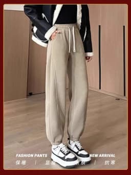 Lamb Velvet Thickened Fleece Women's Autumn Winter Harem Pants Loose Warm Sweatpants High Waist Elastic Polyester Fiber