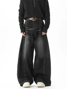 2026 Korean Style Fashion American Vintage Denim Pants Women High Waist Irregular Jeans Trouser Loose Wide Leg Trousers Retro