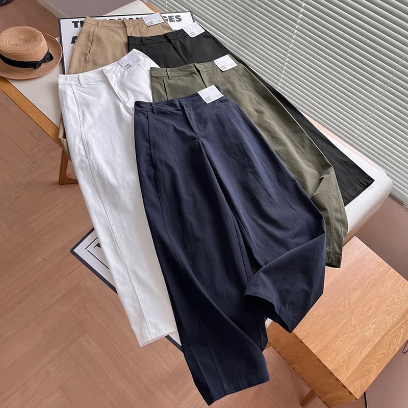 High Waist Straight Leg Cotton Comfortable Women's Casual Pants New Autumn Style Scythe Design Fashionable Ladies Trousers