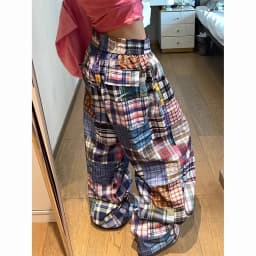 New design sense niche American retro color checkered wide-leg pants women's versatile checkered floor-length pants