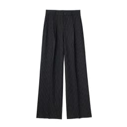 KADUWAKI Women's Fashion High Waist Striped Straight Leg Pants Vintage Zipper Loose Solid Color Pants Office Casual Women's Pant
