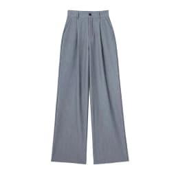 KADUWAKI Women's Fashion High Waist Striped Straight Leg Pants Vintage Zipper Loose Solid Color Pants Office Casual Women's Pant