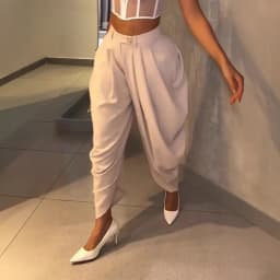 New Women's Pants High Waist Loose Drape Irregular Small Feet Casual Pants Trousers Solid Color