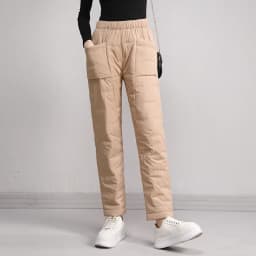 Fashion Elastic Waist Cotton Trousers Women Winter Loose Pockets Warm Straight Pants Woman High Waist Thicken Cotton Pants Lady