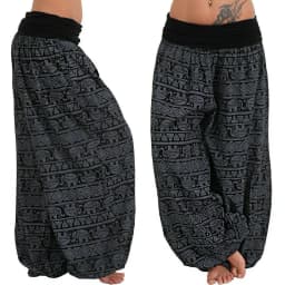 2026 Women's Fashion Elephant Print Yoga Low Waist Long Pants Loose Bloomer Trousers Bohemian Beach Trousers Vintage Harem Pants