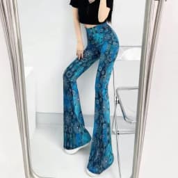Sexy High Waist Striped Flare Pants Women Streetwear Print Tie Dye Slim Pantalones Vintage Lenggings Spodnie Aesthetic Trousers