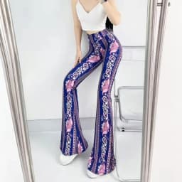Sexy High Waist Striped Flare Pants Women Streetwear Print Tie Dye Slim Pantalones Vintage Lenggings Spodnie Aesthetic Trousers