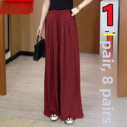 Ice Silk Wide Leg Pants Women's New Style Drapey Loose plus Size Cool Casual Trousers Mosquito Proof Sun Protection Mid-aged ...