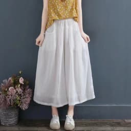 Retro Chinese Style Loose Cotton Linen Wide Leg Pants Women's Summer Double Layer Thin Casual Trousers Comfortable Loose Fit