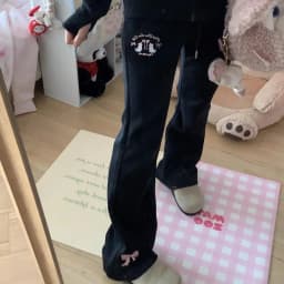 Cotton Joggers Streetwear Women Sweatpants Pantalon Femme Fashion High Waist Flare Pants Casual Embroidery Bow Y2k Trousers