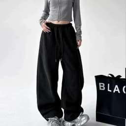 2025 New Polar Fleece Wide Leg Trousers for Women Oversize Style Loose Winter Thick Warm Sweatpants Y2K Vintage Thermal Pants
