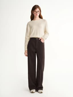 DUSHU 2025 Winter Women's High Waist Straight Wide Leg Pants - Office Casual Trousers with Stretch Fabric for Daily Comfort Wear