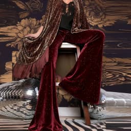 Fashion Velvet Pants Women High Waist Flared Trousers For Women Autumn Winter Stretch Party Pants Red