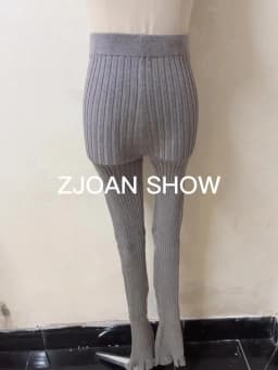 American Retro Wood Ears Cuff Ribbed Knitting Flare Pants Woman High Waist Stretch Slim Skinny Trousers Legging Bottom
