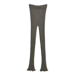 American Retro Wood Ears Cuff Ribbed Knitting Flare Pants Woman High Waist Stretch Slim Skinny Trousers Legging Bottom