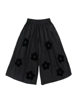Women's Black Long Skirt - Style Pants Floral Embroidery Casual Weekend Outings Elegant & Mysterious Vibe