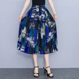 Hot New Summer Wide Leg Pants Women Ethnic Style Elastic High Waist Print Pants Female Casual Summer Calf-Length Pants Skirts
