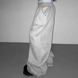 American Hip-Hop Retro Rivets Loose Wide-Leg Pants Women Black Gothic Casual Sweatpants Korean Jogging High-Waist Streetwear