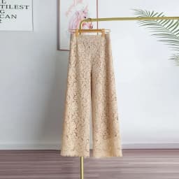 Lace Wide Leg Pants for Women 2025 New Bottoms Loose Straight Trousers High Waist Solid Color Temperament Summer Pantalon Femme
