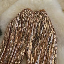 American Shinning Sequin Pantalones Mujer High Waist Tassel Solid Design Pants Women Straight Slim Wide Leg Pant Autumn Dropship