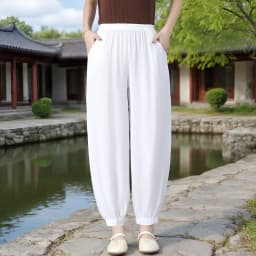 Loose Cotton Silk Wide Leg Lantern Pants for Middle-Aged And Elderly Women Casual Ethnic Style Square Dance Trousers 2025 New