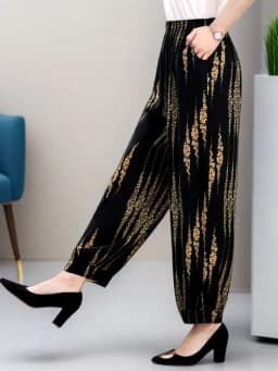 Loose Cotton Silk Wide Leg Lantern Pants for Middle-Aged And Elderly Women Casual Ethnic Style Square Dance Trousers 2025 New