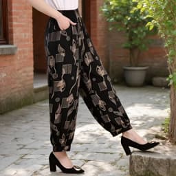 Loose Cotton Silk Wide Leg Lantern Pants for Middle-Aged And Elderly Women Casual Ethnic Style Square Dance Trousers 2025 New