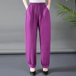 Loose Cotton Silk Wide Leg Lantern Pants for Middle-Aged And Elderly Women Casual Ethnic Style Square Dance Trousers 2025 New